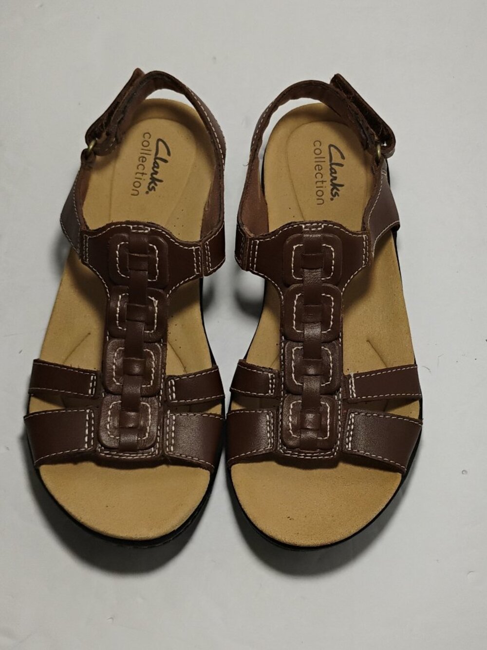 Clarks Womens 7M Sandals Brown Fx Leather EC - Picture 3 of 9